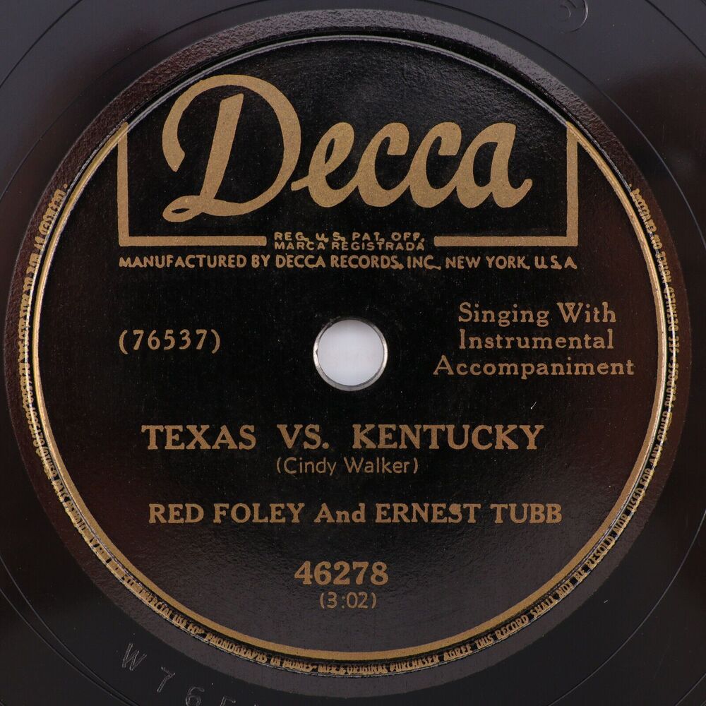 Red Foley, Ernest Tubb - Texas Vs Kentucky/Lovebug Itch 1950 78rpm Record 46278